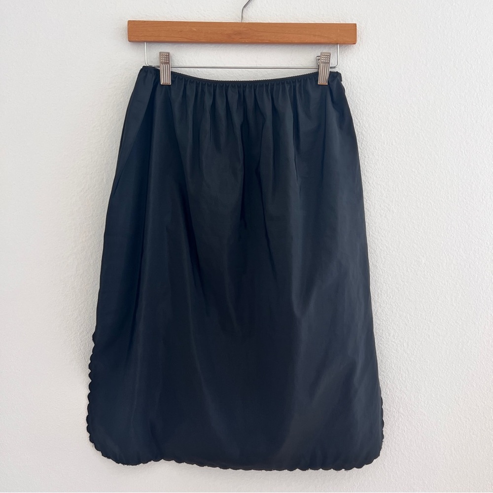 Vintage Black Slip Skirt With Scallop Trim
